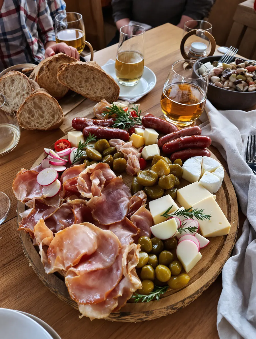 Vesperbrett mit Schinken, Wurst und Käse
